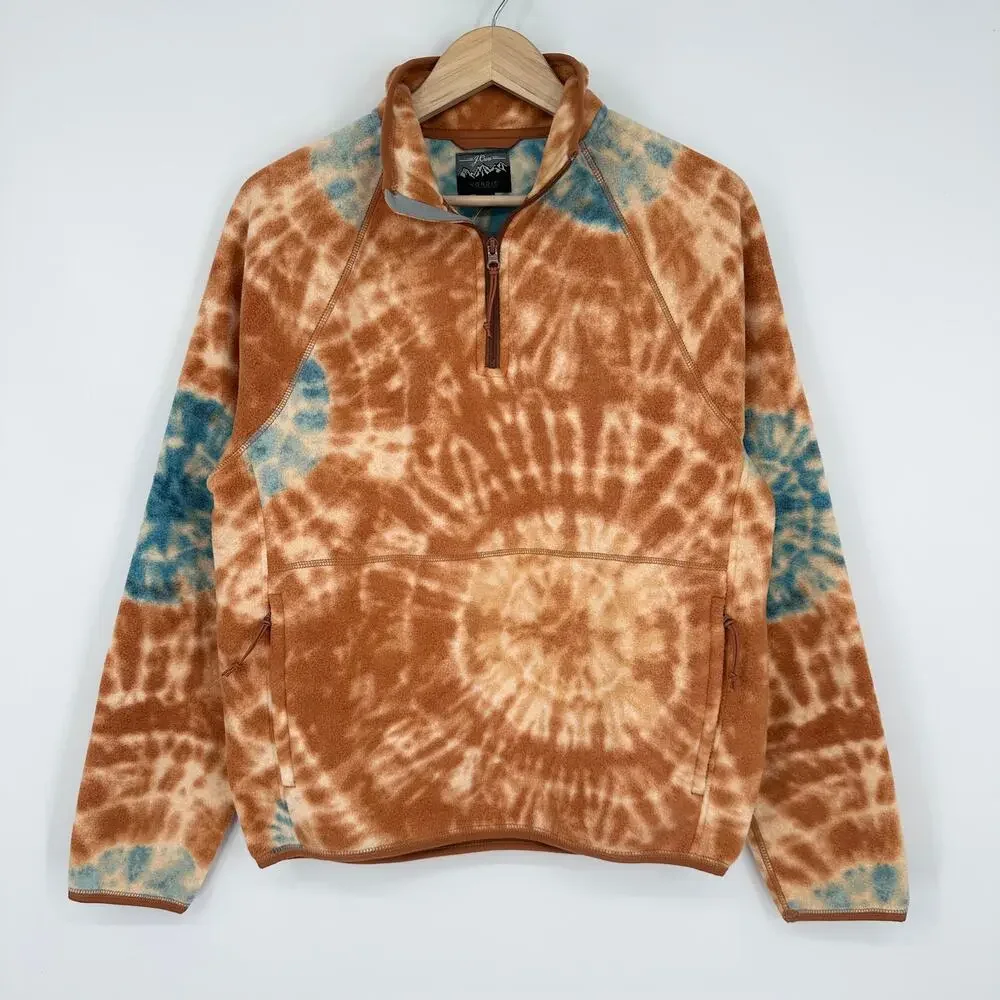 J. Crew Micro Fleece Half Zip Pullover Tie Dye Sweatshirt Jacket AT998 NWT